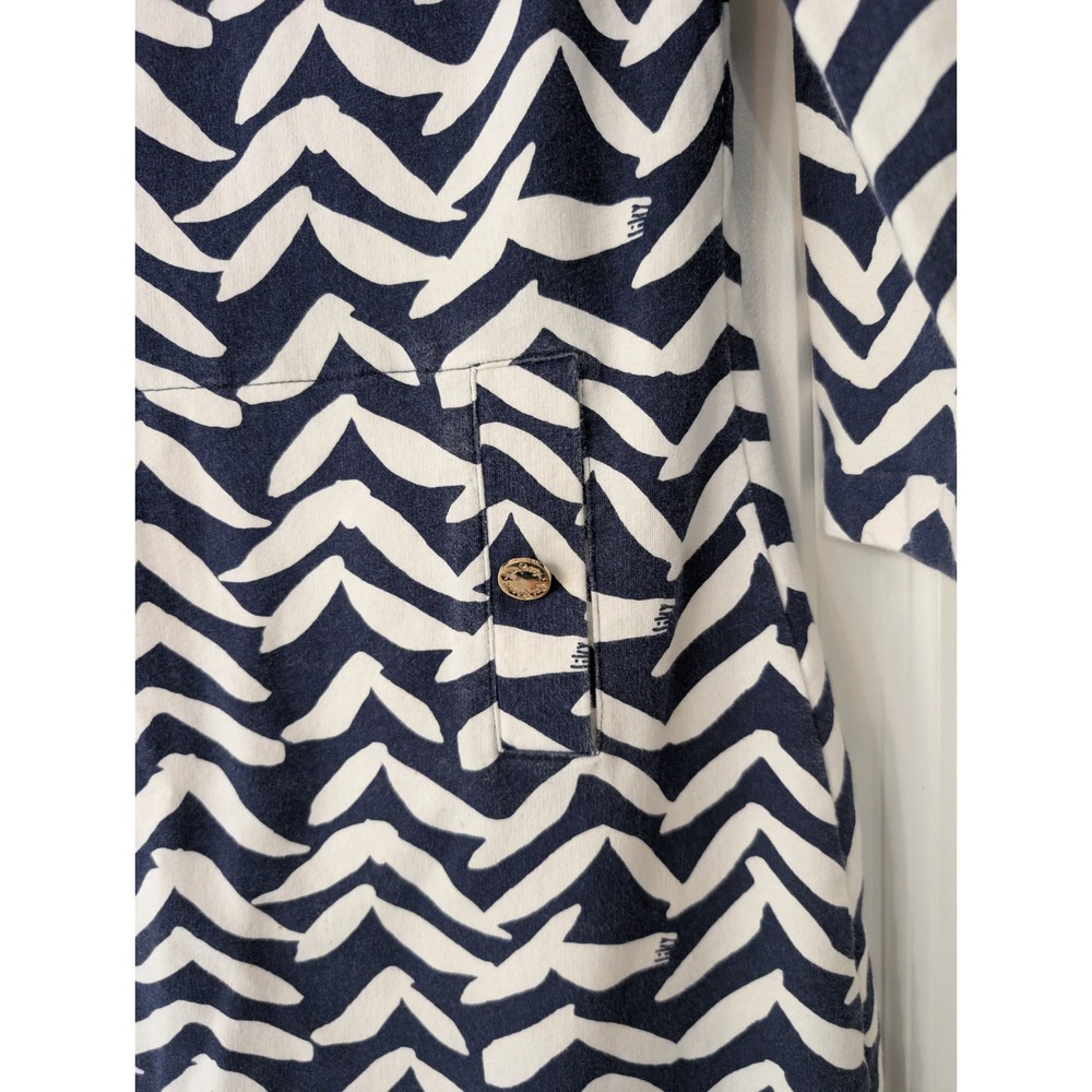 Lilly Pulitzer I got lucky‎ bird Charlene Shift Dress Small navy white chevron - Picture 4 of 7